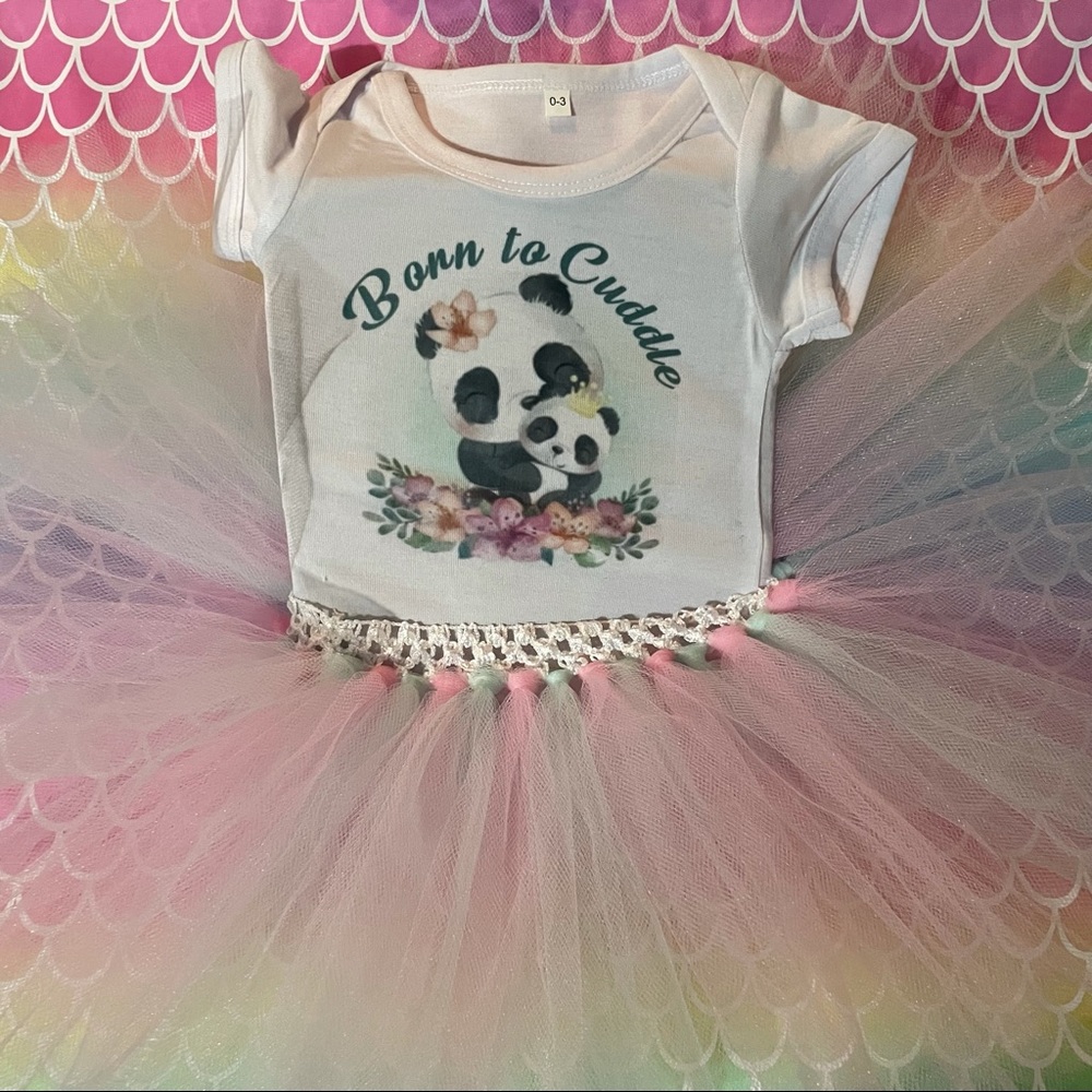Made2order panda onesie and tutu set